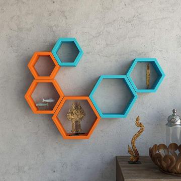 Wooden Wall Mounted Hexagon Storage Rack