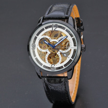 automatic tourbillon watch winner leather band men watch