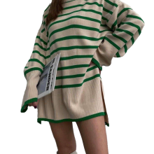 2023 European Turtleneck Split Knitted Winter Women's Pullover Sweater Tops