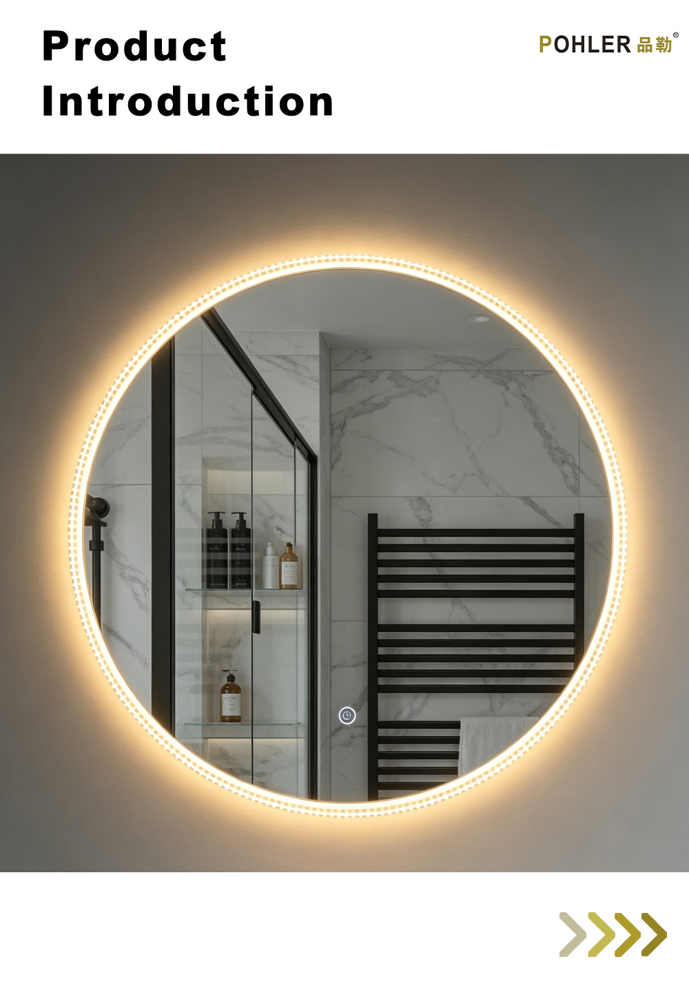 D074 Круглое светодиодное зеркало со стразами X D074 Round Rhinestone LED Mirror X