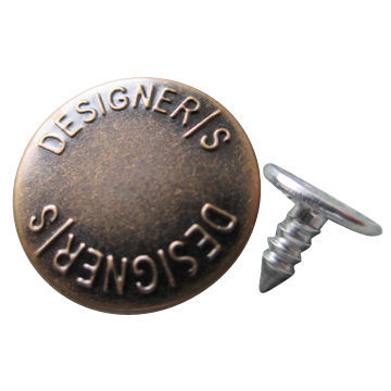 Brass jeans button with wording