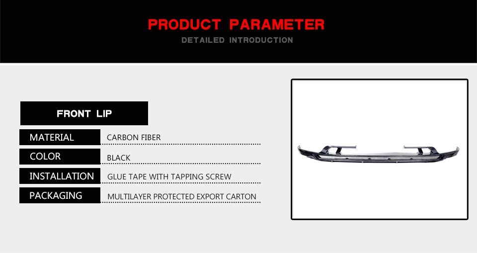 JCSPORTLINE Carbon Fiber Front Bumper Lip for Porsche Cayenne Sport Utility 4-Door 2018-2019