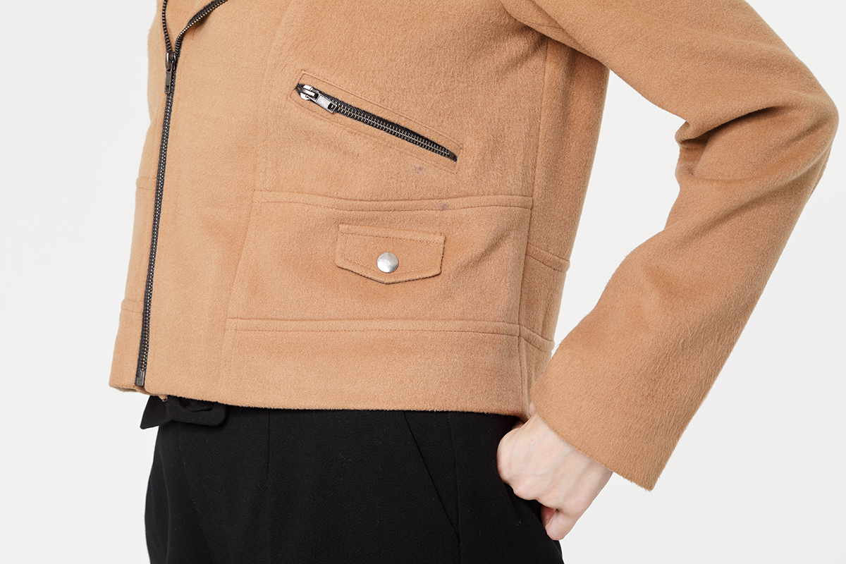 Brown Beige Woolen Slim Jacket Brown Beige Woolen Slim Jacket