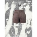 Women's Elastic Mid Waist Cotton Linen Cargo Shorts