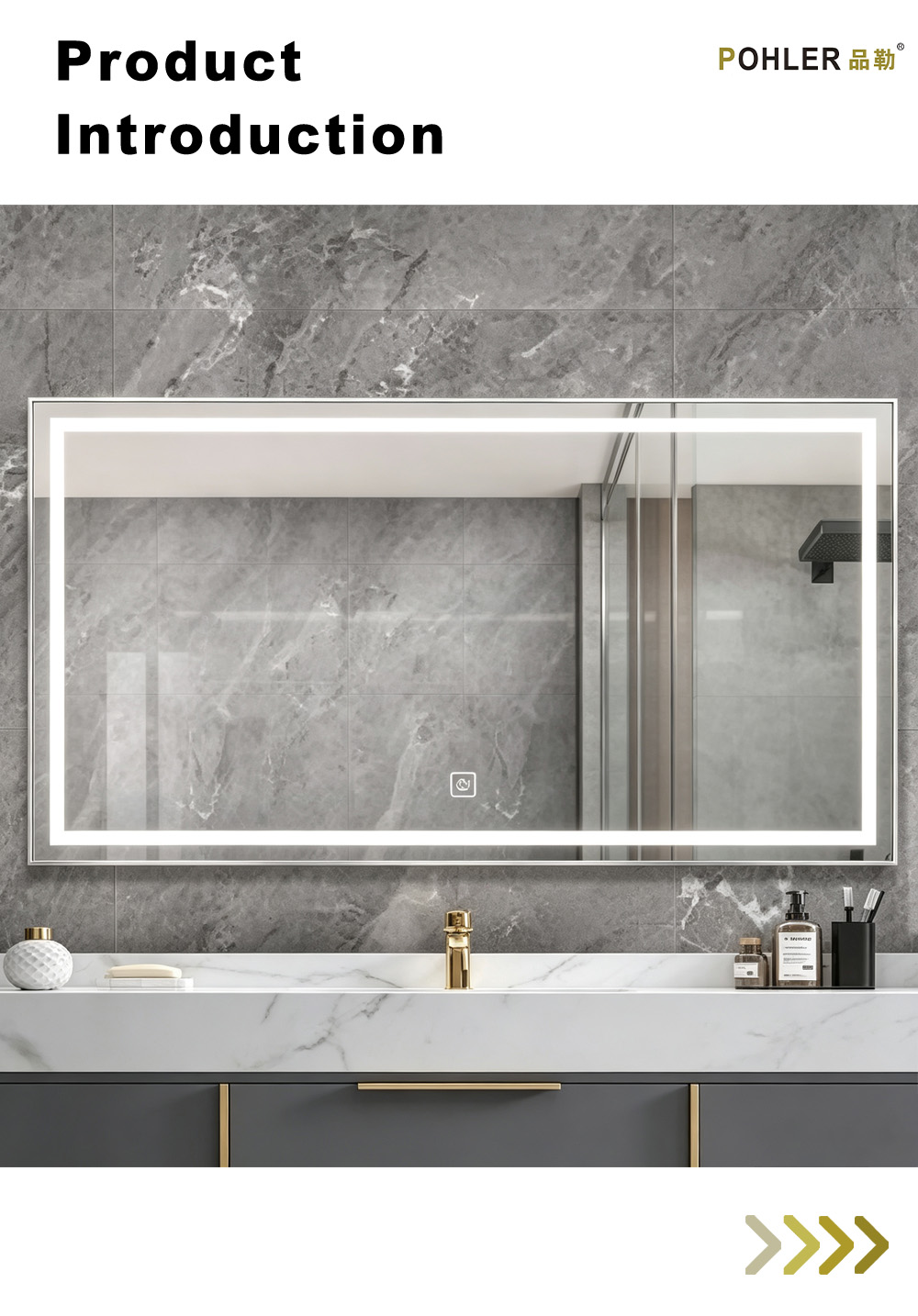 D012 Безрамное светодиодное зеркало для ванной комнаты X D012 Frameless LED Bathroom Mirror X
