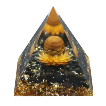Tiger's Eye Orgone Pyramid 60mm for Reduce Stress