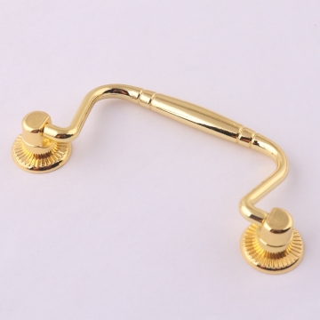 Gold Metal Wooden Jewelry Box with Handle