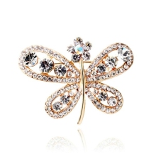 Handmade Jewelry Delicate Crystal Diamond Butterfly Flower Brooch