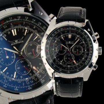 Elegant Steampunk Mechanical Movement Watch For Gent, Black Dial Watch