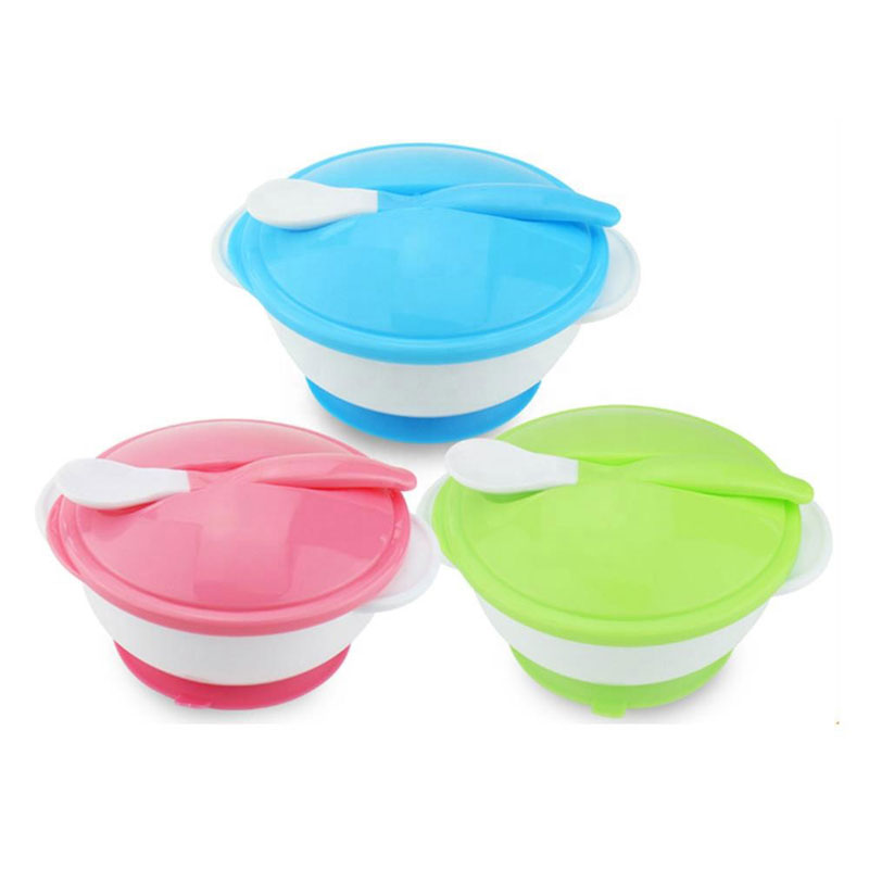 Plastic baby feeding snack bowl suction baby bowl spoon set