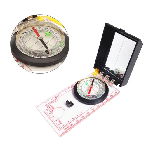 Portable Magnifying Compass Navigation Map Reading Compass with lanyard mirror and ruler for Camping Hiking and Traveling