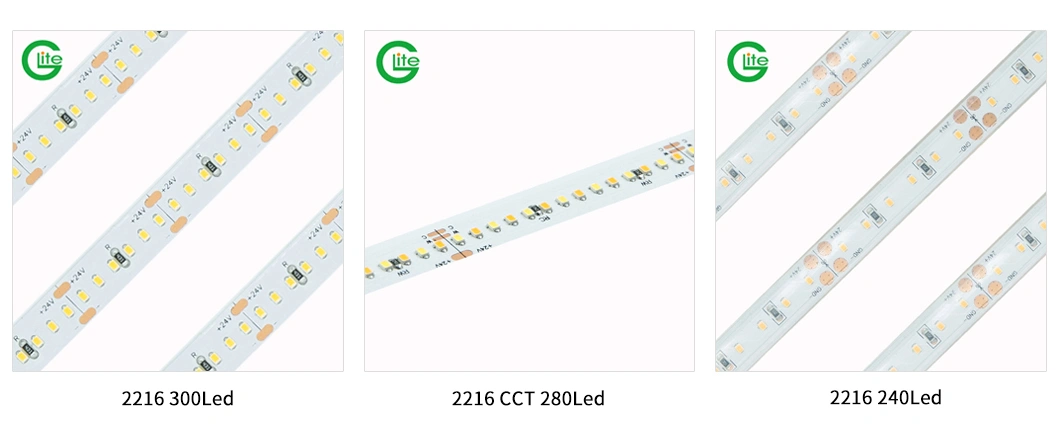 High Brightness DC24V 280LEDs/M 2216 Dual White LED Strip