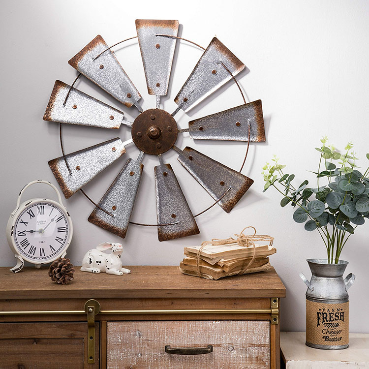 Bauernhaus verzinkte Windmühle Skulptur