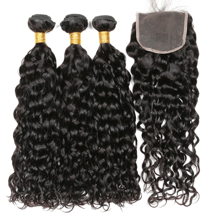 Cuticle Aligned Raw Virgin Hair Brazilian Bundles With Closure,Unprocessed Wholesale Bundle Water Wave Hair Vendor