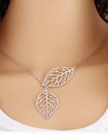 Gold Single Chain Leaf Pendant Choker Link Chain Necklace