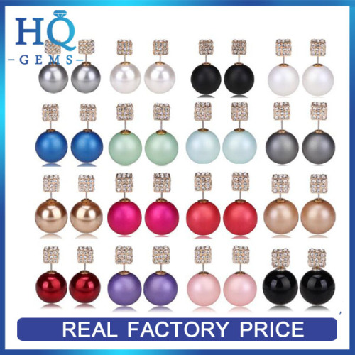 Fashion multicolor faux pearl balls square and bead ball double earring