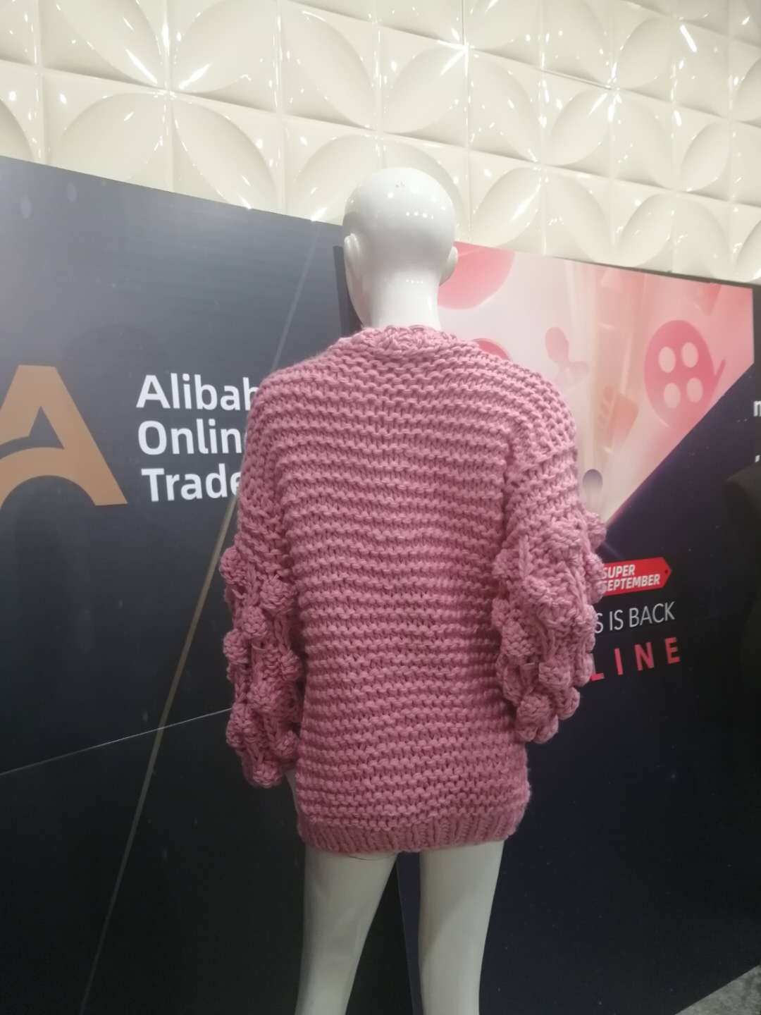 2021 factory custom color handmade cotton blend sweater cardigan lantern sleeves chunky sweater coat women