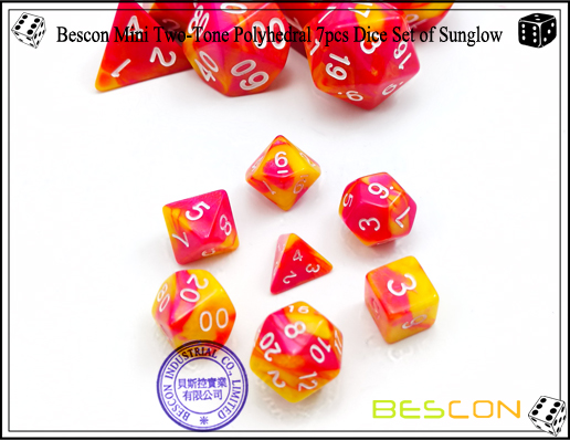 Bescon Mini Two-Tone Polyhedral 7er Würfel Set von Sunglow-2 Bescon Mini Two-Tone Polyhedral 7pcs Dice Set of Sunglow-2