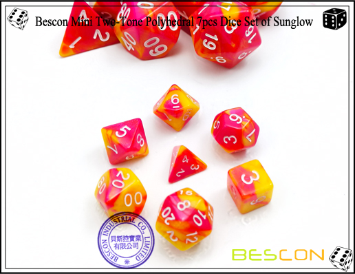 Bescon Mini Two-Tone Polyhedral 7pcs Dice Set of Sunglow-2