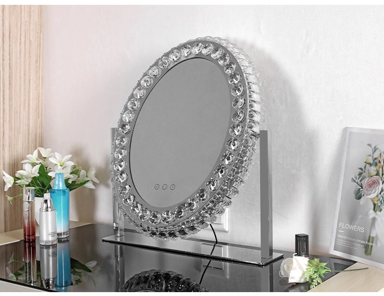 Ins with Light Dressing Mirror Tabletop Luxury Light Supplement Mirror