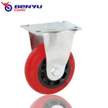 4inch Medium-Duty Red PU Rigid Caster Wheel