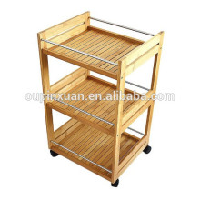 3 Tier Kitchen food cart Bamboo kitchen trolley with wheels