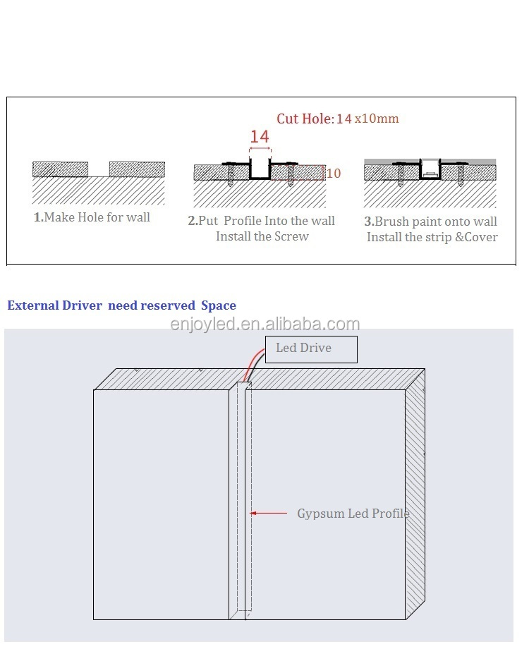 gypsum plaster aluminium led profile for 30 degree led aluminum profile