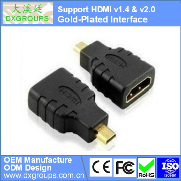 HDMI Female to Micro HDMI Male Gold-Plated Adapter Converter (Type D v1.4 & v2.0 3D) For HDTV For Tablet