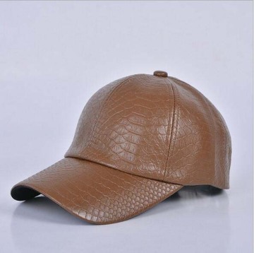 Plain Leather Python Pattern Caps Leather Baseball Cap