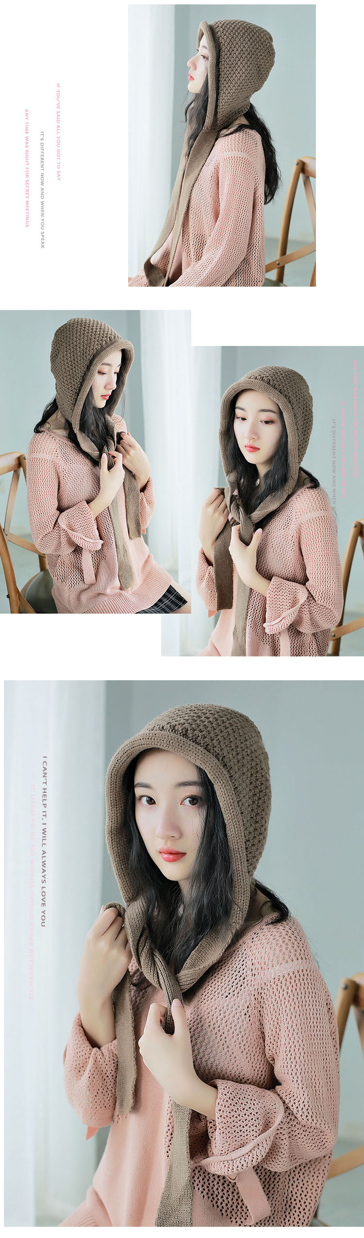 Female autumn and winter knitting cap tie belt (2)