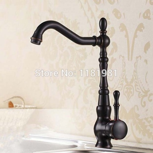 Kitchen Faucet Black Bronze Finish Deck Mounted Kitchen Faucets Torneira Handle Swivel Sink Lavatory Faucets Mixers & Taps B309