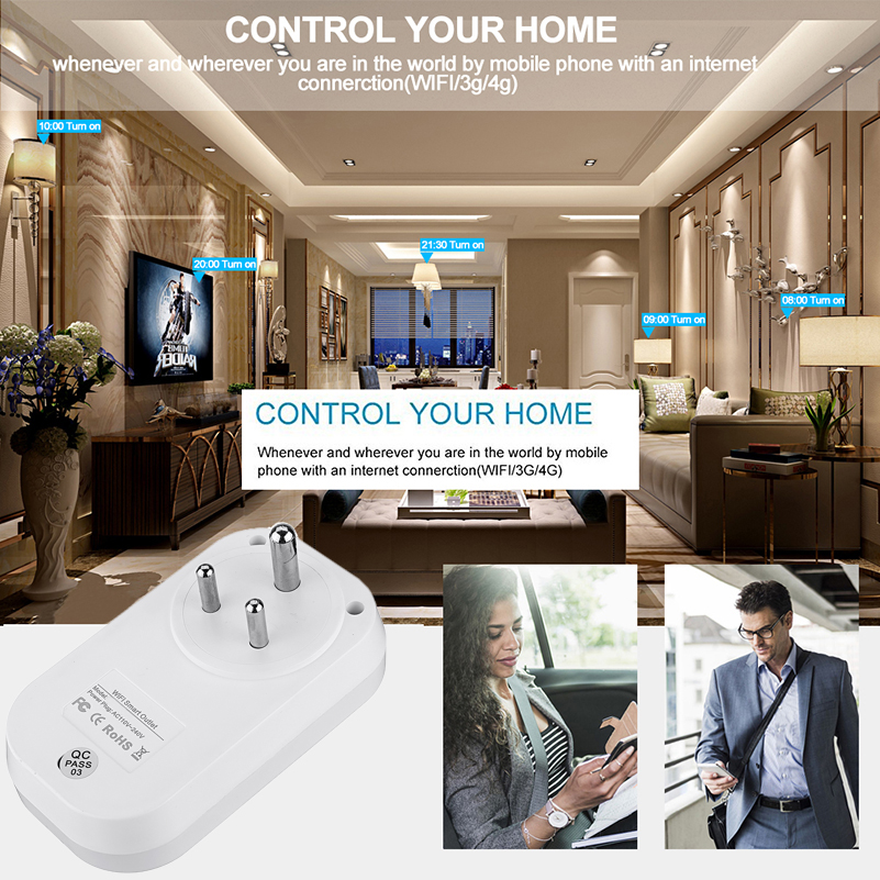 10A 16A India Standard WiFi Smart Plug Mini Outlet Energy Monitoring Electric Outlet Smart Wifi Plug