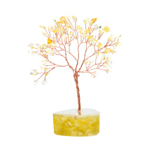 Raw Citrine Copper Tree Resin Heart Base Ornament( Approx-56X120MM)