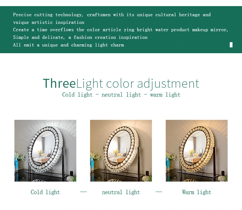 Ins with Light Dressing Mirror Tabletop Luxury Light Supplement Mirror