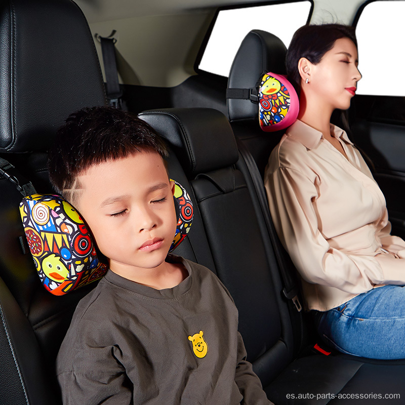 Almohada de automóviles ajustables de dibujos animados para niños espuma de memoria