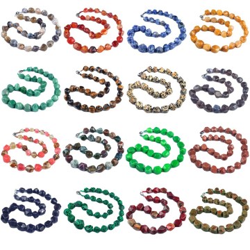 Gemstone Irregular Faceted Tumbled Stone Beads Knotted Stone Necklacer