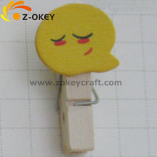 hot sale Cute QQ expressions silk screening wood clips