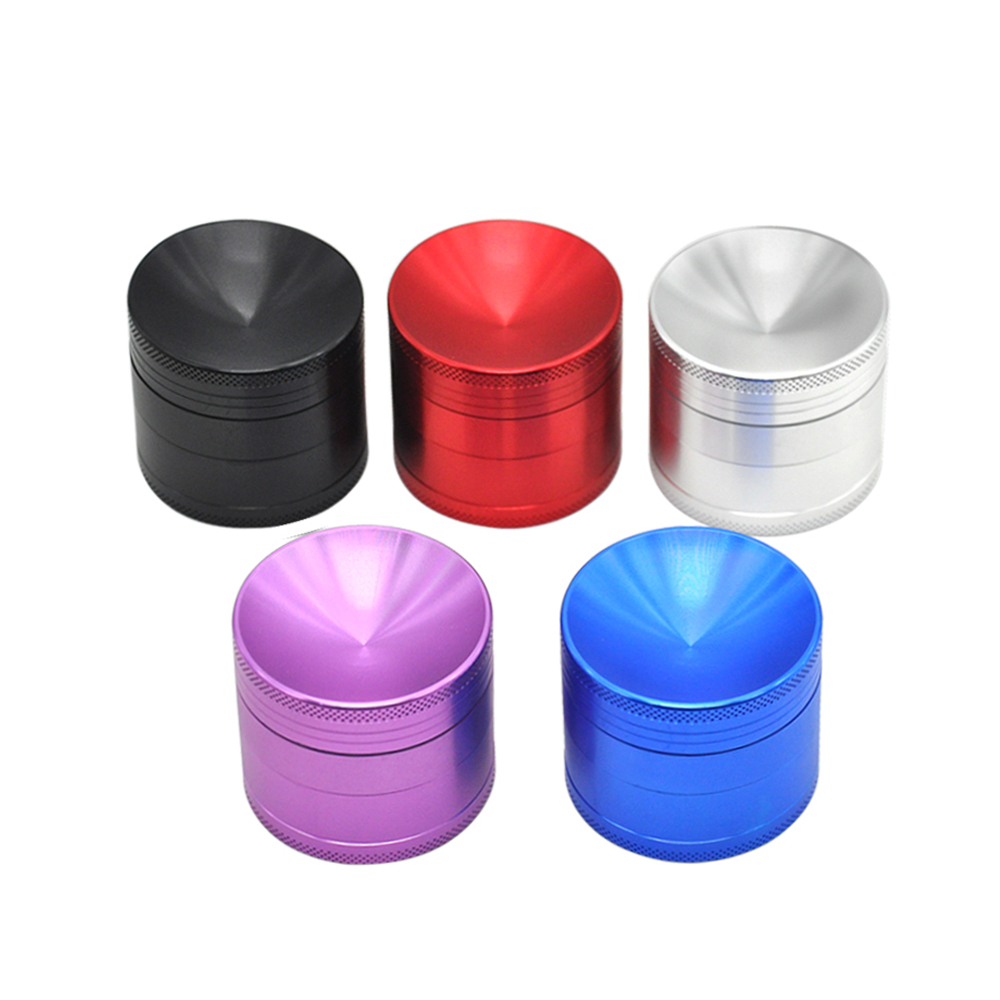 Aluminum Alloy 4 Piece Herb Grinder Weed Grinder Concave Top 50mm herb Crusher With Curved Diamond Teeth Custom Logo