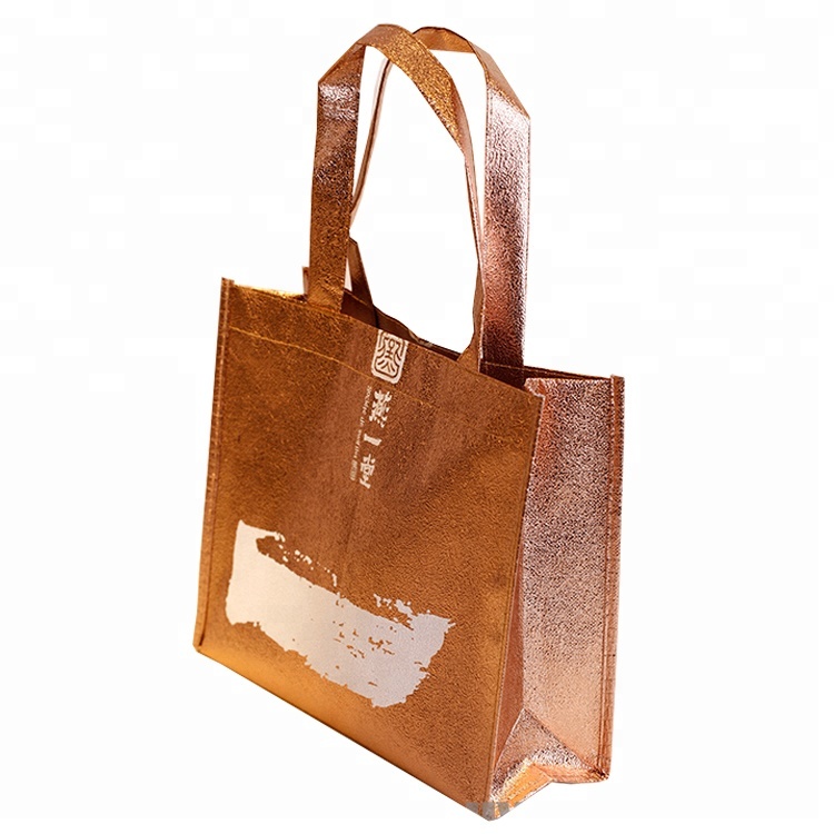 Customized Professional Metallic Polyester Non Woven Shopping Bag