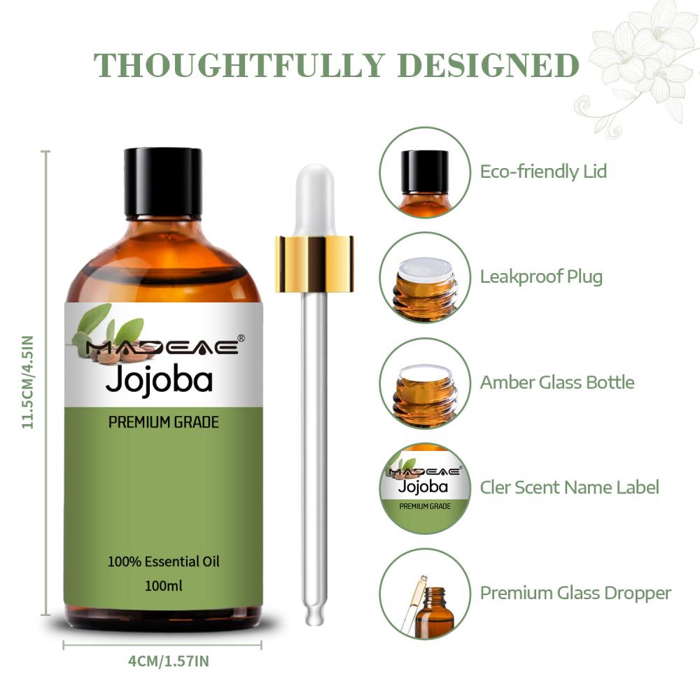 Huile de jojoba de croissance des cheveux fournit en gros 100% d&#39;huile de jojoba essentielle naturelle et biologique