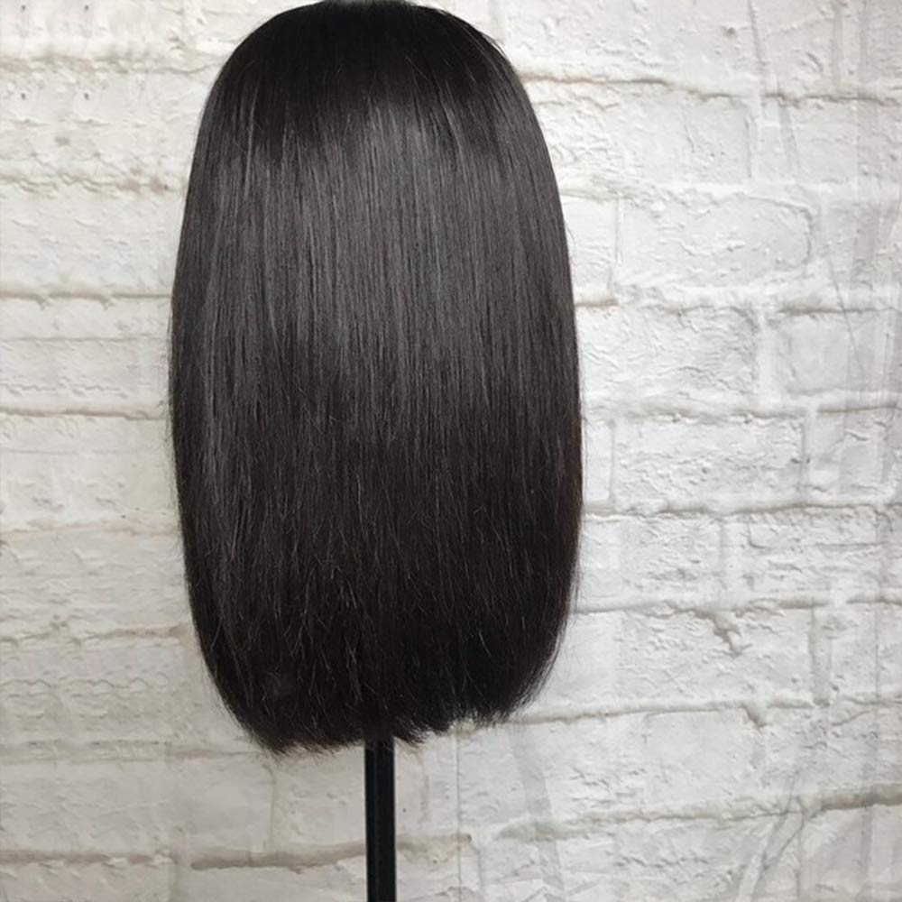 human hair lace front bob wig 13*4 lace brazilian virgin hair wig silky straight 150% density hair wigs for black women