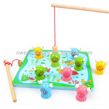 Wooden magnetic fishing educational toy