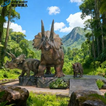 Kombinasi triceratops animatronik yang realistis untuk dijual