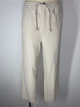 Drawstring Button Cotton And Linen Pants