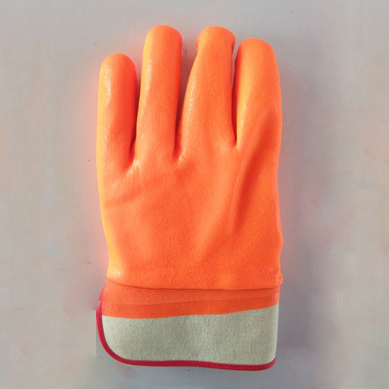 PVC dipeed fluorescent industrial safety rubber gloves