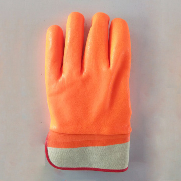 Guantes de goma de seguridad industrial fluorescentes de PVC diped