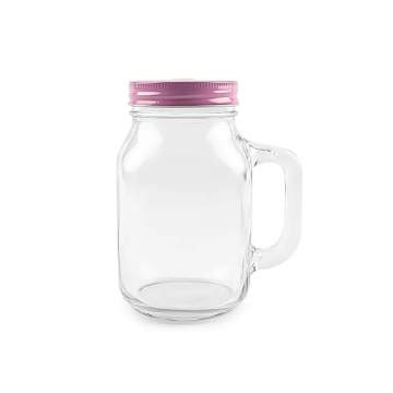 Handle Glass Mason Jar With Lid For Drinking