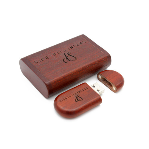 Runder USB-Stick aus Holz mit Box