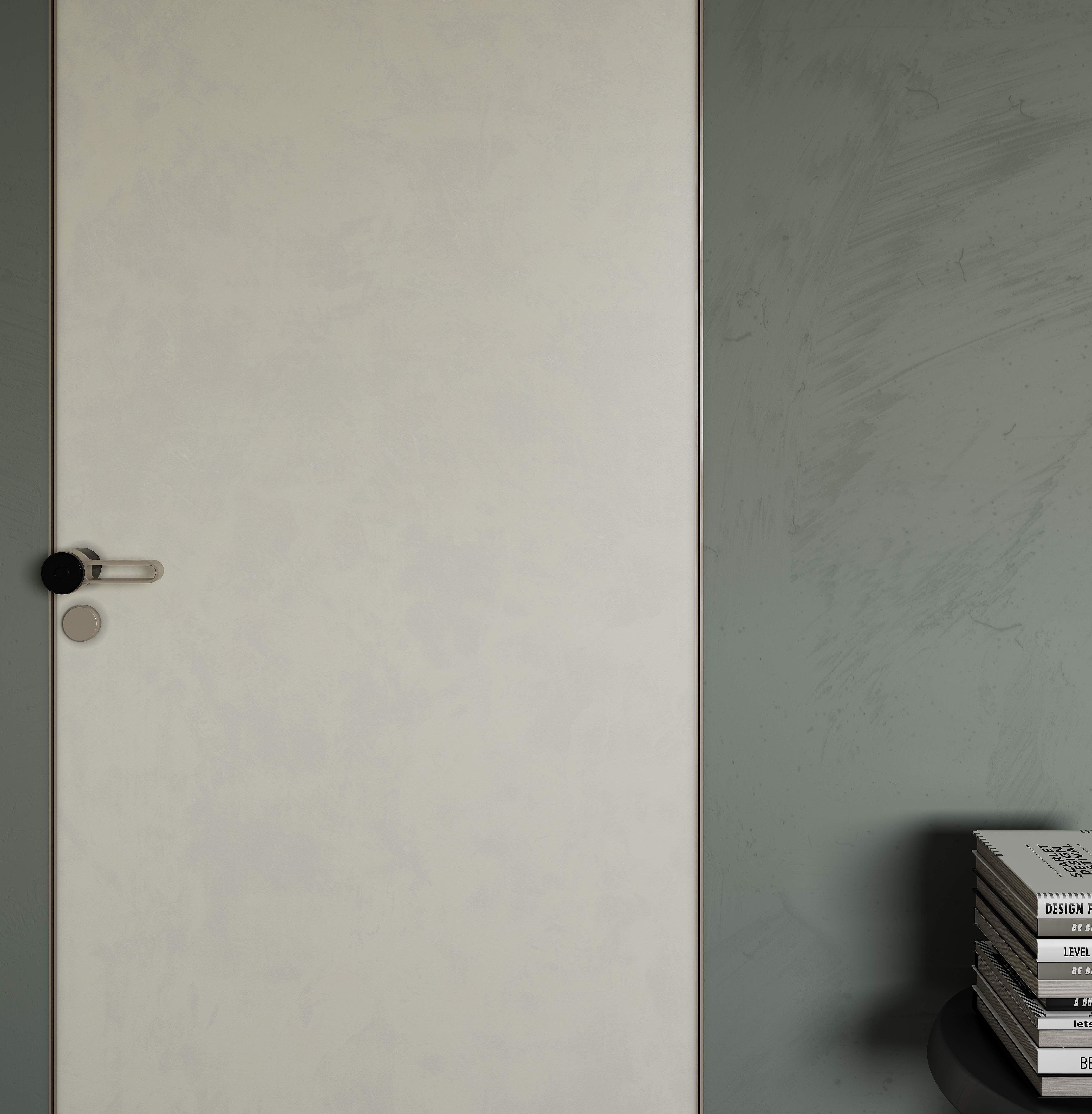 Maçaneta da porta com moldura mínima cósmica e detalhes de borda