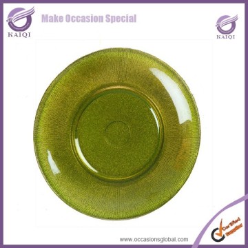 17986 2015 New glass decorative apple green glass cheap charger plates